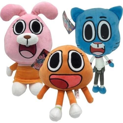 3pcs Cute Cat Bunny Stuffed Toy Birthday Present Gifts For Children KidsCartoon Amazing World Gumball Darwin Anais Plush Doll