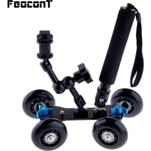 Mobile Rolling Sliding Dolly 7" Magic Arm Extendable Self-Portrait Handheld Monopod With Attached Tripod Mount For GoPro 7