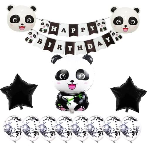 Cartoon Anniversaries Panda Balloon Black Foil Birthday Baby Shower Animal Theme Panda Party Decorations Kids Balloons