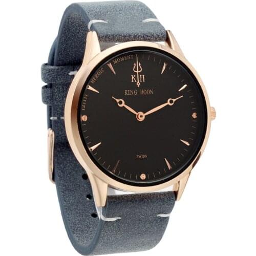 Men Watch Top Luxury Brand KING HOON Fashion Clock Genuine Leather Strap Waterproof Multifunction Quartz Wristwatches Gift Hot