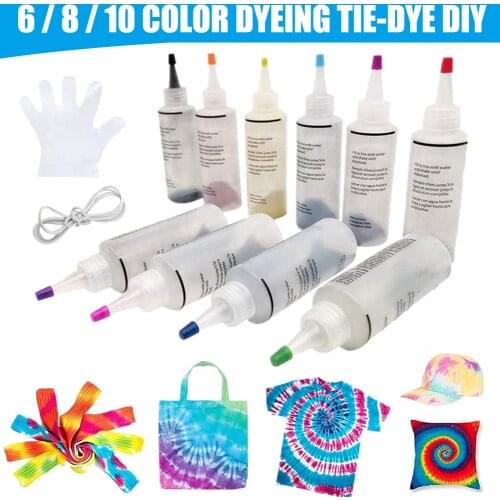 Tie Dye Kits 6/8/10 Colors Tie-Dye Kit Fabric Textile Paints Colorful Tie Dying Sets DIY Handmade Project LXY9