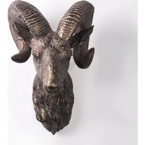ANIMAL HEAD WALL DECORATION HOME LIVING ROOM EUROPEAN SCULPTURES HANGING DECORATIVE RHINO DEER HEAD RESIN WALL DECOR STATUE