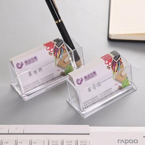 2021 New Transparent Desktop Business Card Holder Place Card Holder Acrylic Plastic Clear Desk Shelf Box Storage Display Stand
