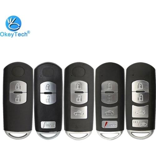 OkeyTech Smart Key Card Shell Fob Cover for Mazda 3 6 CX-5 CX-3 Axela Atenza Red Battery Clip with Emergency Insert Blank Blade