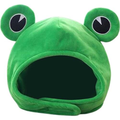 Plush Frog Hat Scarf Cap Ears Hat Full Party Dress Up Cosplay Costume Green