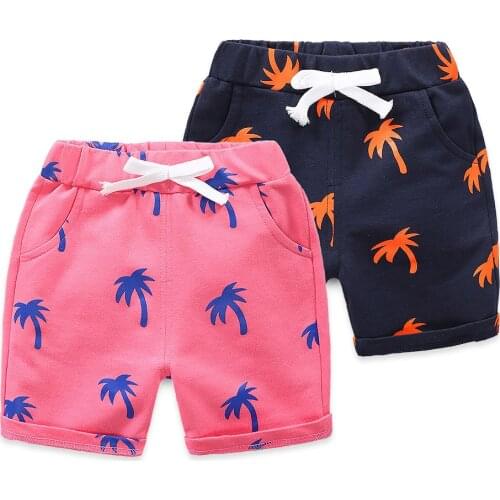 2020 new summer kids shorts boys girls Easy Beach pants loose army toddler Five points thin pants Children clothing Coconut tree