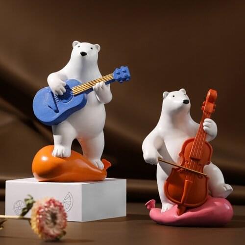 Nordic Home Decor Polar Bear Sculpture Creative Animal Resin Model Statue Childrens Bedroom Table Decoration Birthday Gifts