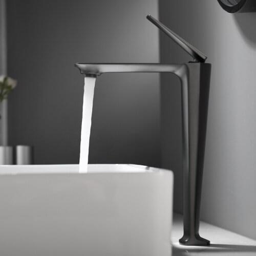 Bathroom Faucet Black Single Handle Hot And Cold Water Switch Water Mixer Taps Wash Basin Deck Mounted Basin Faucet