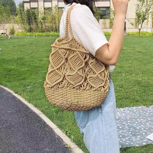 Straw cotton thread large capacity ladies bag 2021 new fashion wild ins shoulder bag net red trend straw tote bag