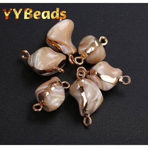 Heat-treated Mother Of Pearl Shell Pearl Beads 10x12mm Irregular Gold Rim Baroque 3pcs/pack For Jewelry Making Earring Pendants