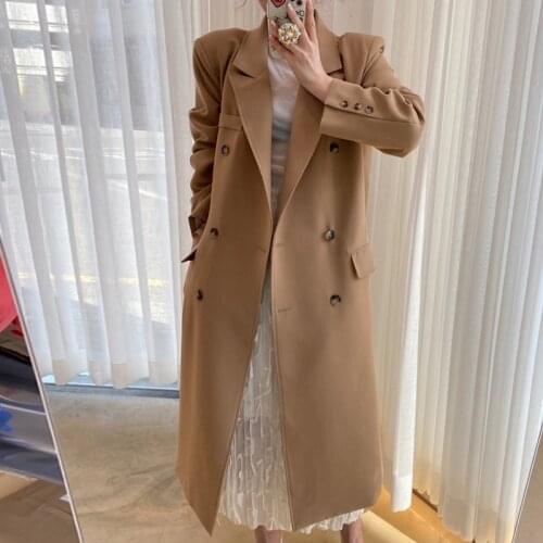 Clothes Overcoats 2021 Solid Clothes Woolen Outwear Winter Women Trench Coat Jacket Long Woman Vintage Korean Blend Coats Thick