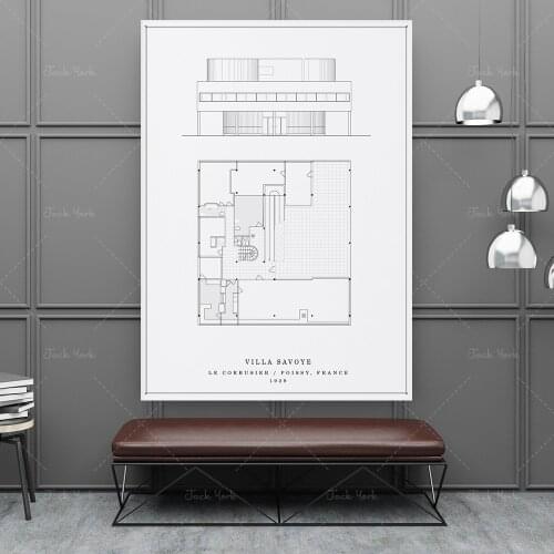 Villa Savoye | Le Corbusier | Digital Download Architecture Print - Architecture Printable Drawing