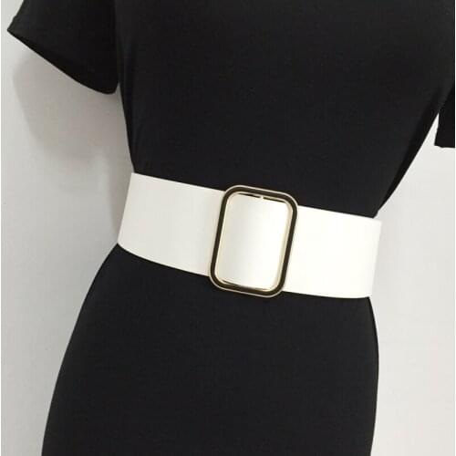 Women Waist sealing Wide White Black Waistband Fashion Simple And Versatile Cover Decoration 107*5.6cm waist is PU leather