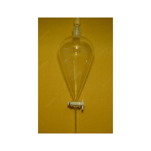 2000ml,24/40,Glass Pyriform Separatory Funnel,PTFE Stopcock,2 Litre,Pear Shape