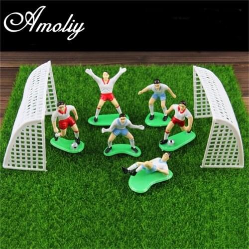 Aomily Funny 8Pcs/set Soccer Football Cake Topper Player Decoration Tool Birthday Party Cake Decorating Mold Event Party Supplie