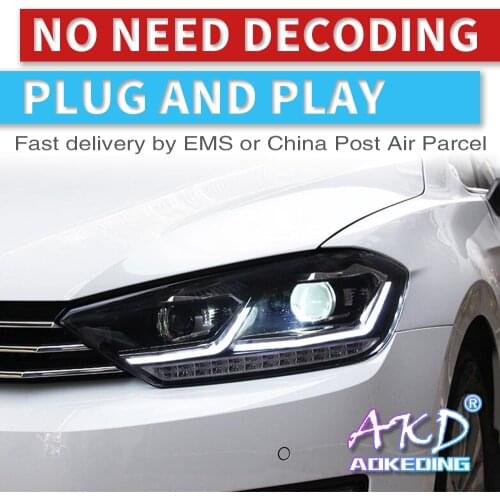 Car Styling For VW Sportsvan headlights 2016 For Golf Sportsvan head lamp led DRL front Bi-Xenon Lens Double Beam HID KIT