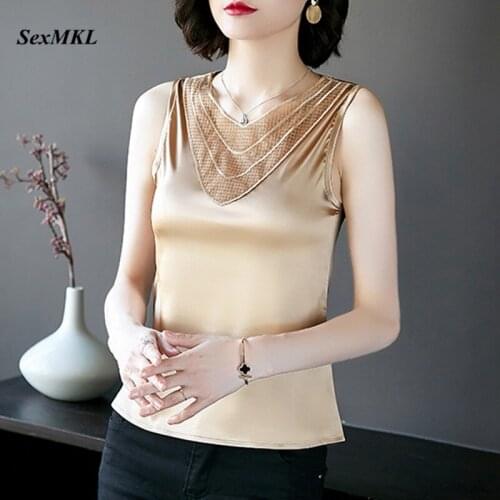 Plus Size Sleevless Summer Blouses Womens 2020 Sexy White Tops and Blouses Women Korean Fashion Clothing Office Black Blouse