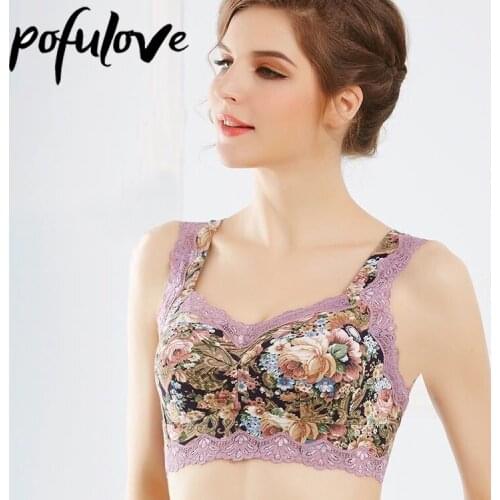 Floral Bra Plus Size Sexy Lingerie Lace Side Underwear Women Bralette Top Seamles Bra Crop Tops Sleep Bra French Fashion Bracier