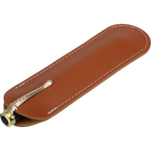 1 Piece Fountain Pen Pouch Bag Brown Leather DIY Handcrafted Single Pen Pencil Case Holder 155*37mm Protective Sleeve Cover