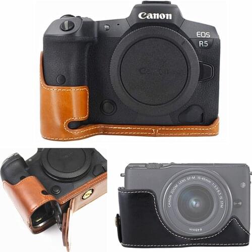Retro Pu Leather Camera Bag Body Case For Canon EOS RP R5 R6 M200 M100 M50 M10 M6 G5X 6D Mark II 6D2 G5XM2 Digital Cameras