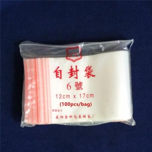 Chenkai 100pcs 120*170mm clear Transparent PE plastic zipper packaging bag Ziplock Packing Bag Necklace Jewelry bag