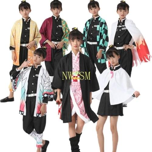 Kids Demon Slayer Cosplay Kimono Costume Kochou Shinobu Kamado Tanjirou Nezuko Tomioka Giyuu Agatsuma Zenitsu Child Clothes