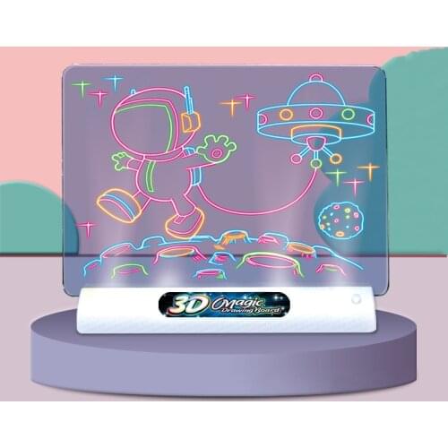 3D Fluorescent Drawing Board Magic Luminous Baby DIY Writing Table Graffiti Board Light Puzzle Children Kid Painting Board