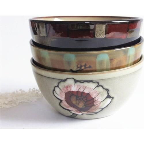 EECAMAIL Japanese-style Household Practical Underglaze Color Ceramic Bowl Soup Bowl Porridge Bowl Rice Bowl Ramen Bowl