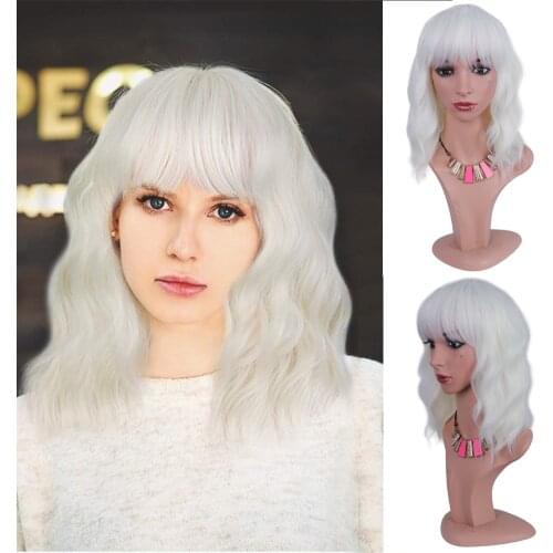 Natifath Wholesale Rose Net Curly Hair Waver Ripples Wigs For Women Natural Fiber Fake Hair Medium Wave Daily Syntheti