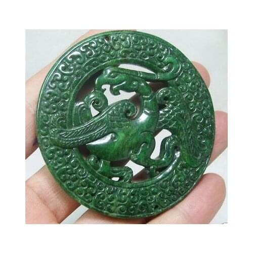 CHINA HANDWORK CARVE OLD GREEN Jades PHOENIX STATUE PENDANT Free Shipping
