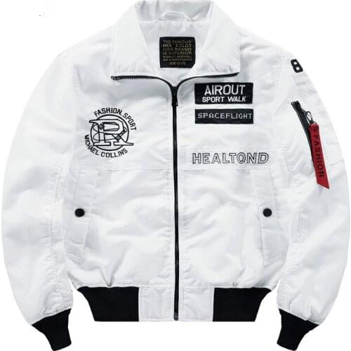 Spring Autumn Bomber Jacket Men High Quality Air Force Jackets Streetwear Fashion Ribbons Baseball Jacket Male Size XS-4XL