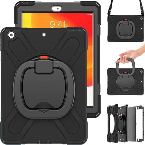 Soft Silicone Heavy Duty Armor Tablet Case For Apple ipad 10.2 2019 2020 Protective Shockproof Holder Rotating Tablet Case
