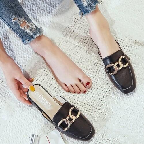 Outdoor Summer Flat Mules Closed Toe Womens Half Slippers New Women Slippers Fashion Slides Mules Sandals Shoes