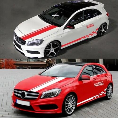 6Pcs WRC Rally Racing Stripe Sports Sticker DIY Adhesive Vinyl Film For Car Hood Side Door Rearview Mirror Auto Body Decals