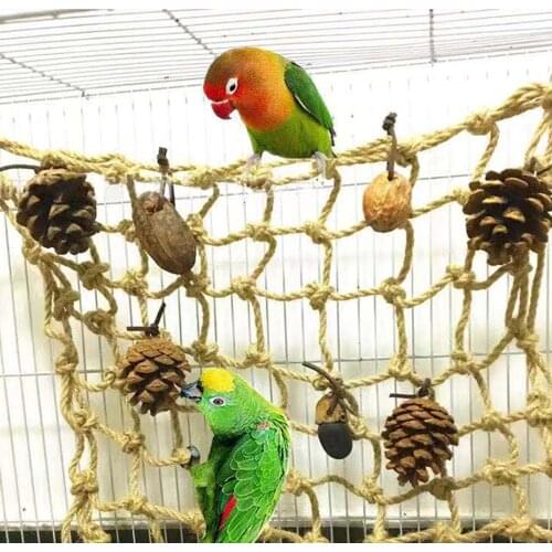 Hemp Rope Pet Climbing Net Parrot Climbing Net Bird Climbing Net Swing Ladder Macaw Hammock Cage Durable Strong Delicate