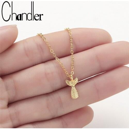 Chandler Rose Gold Color 3D Mermaid Tail Necklace For Lovers Fairytale Fish Pendant Romantic Friend Gift For Her Vanlentine Day