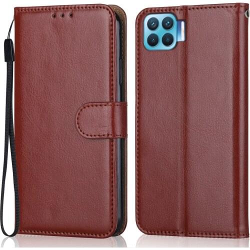 Folio Luxury Leather Case for On OPPO F17 Pro Wallet Stand Flip Case Phone Bag with Strap