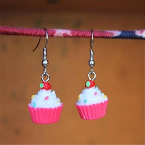 Cake Earrings, Food Earrings, Birthday Earrings, Pink Cake Earrings, Hawaii, Birthday Gifts for Girls