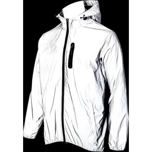 New Noctilucent Streetwear mens reflective jacket women windbreaker casual Full Reflective mens streetwear night shiny jacket