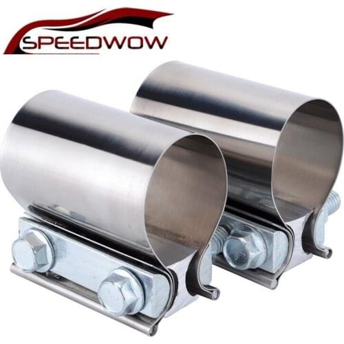 SPEEDWOW 1PCS 2.0" 2.25" 2.5" 3.0" 4.0" Stainless Steel Exhaust Sleeve Butt Joint Clamp Exhaust Pipe Sleeve For Car Muffler