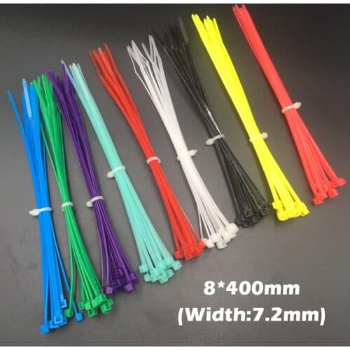 100pcs 8x400 8*400mm (7.2mm Width) Black White Red Nylon66 Network Electric Wire String Zip Fastener Self-Locking Cable Tie