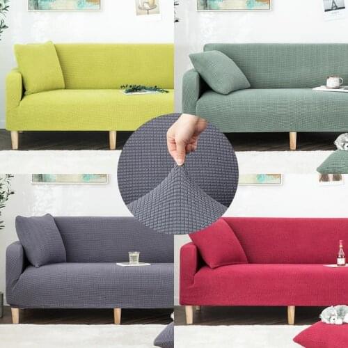 Grain Fleece Jacquard Stretch Sofa Cover for Living Room Elastic Sofa Slipcover Sectional Couch Cover Furniture Protector