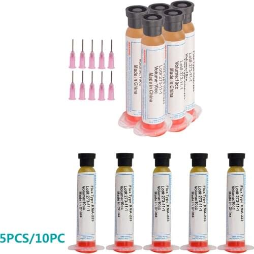 10/5pcs No-Clean SMD PCB Soldering Paste Flux RMA-223 Welding Flux forChips Computer Mobile Phone Soldering BGA SMD PGA PCB DIY