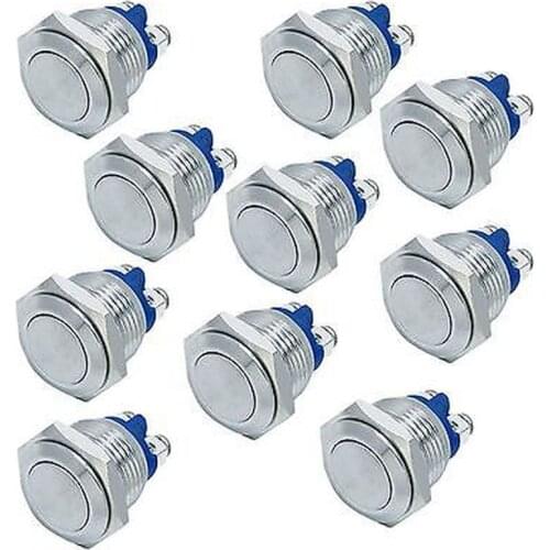 YOCOMYLY 10pcs 16mm Momentary Anti-Vandal metal Push Button Switch for Horn Bell speakers