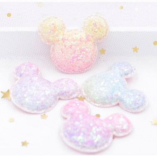 10Pcs Glitter Hair BB Clip Decor Accessories Paillette Mouse Padded Appliqued for DIY Crafts Clothes Headwear Stick Patches S60