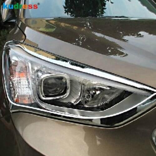 For Hyundai Santa Fe ix45 2013 2014 2015 Hatchback Chrome Front Head Light Lamp Cover Trim Headlight Frame Car Styling 2pcs