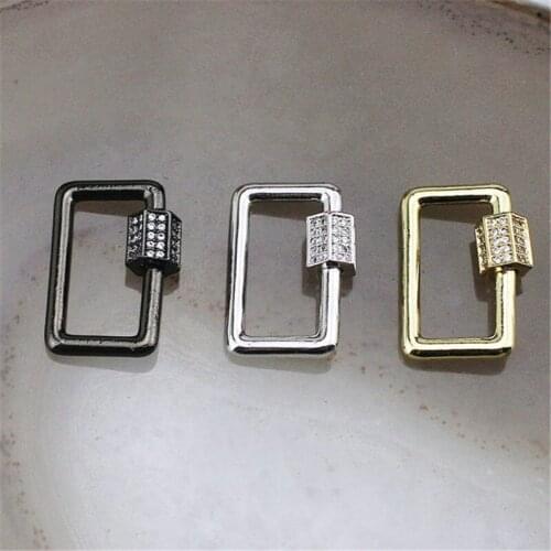 21*14mm 10pcs/lot Rectangle cz screw clasp charm,plating cubic zirconia micro pave charm,fashion cz jewelry component