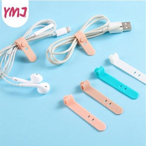 4Pcs Silicone Cable Tie Strap Hook Loop Cable Winder Headphone Cord Earphone Organizer USB Cable Tie Earphone Organizer
