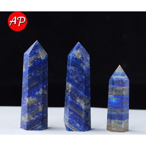 5-8cm Natural Quartz Column Lapis Lazuli Crystal Point Therapeutic Stone Energy Wand Home Decoration
