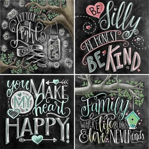 Evershine Diamond Painting Blackboard Picture Of Rhinestones Diamond Mosaic Cartoon Embroidery Text Cross Stitch Handmade Gift